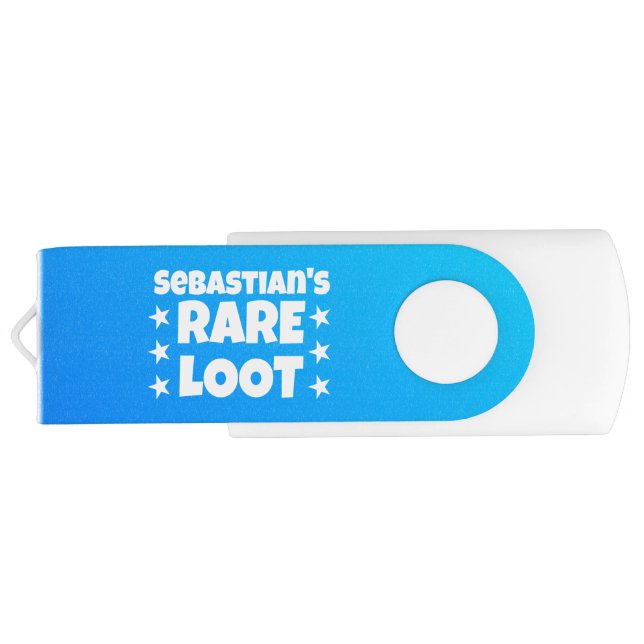 Boys Name Rare Loot Blue Stars Gamer Flash Drive (Back)