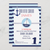 Boys Nautical 1st Birthday party Invitation (Front/Back)