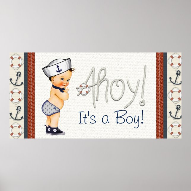 Boys Nautical Baby Shower Poster (Front)