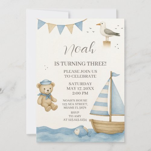 Boys Nautical Birthday Invitation