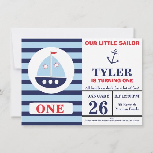 Boys Nautical Birthday Party Invitation