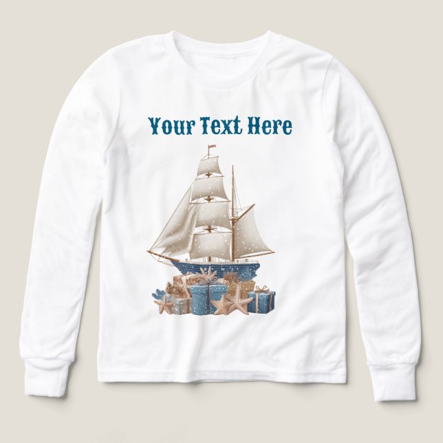"Boys Nautical Christmas T-Shirt – Festive Holiday Tri-Blend Shirts (Design Front)