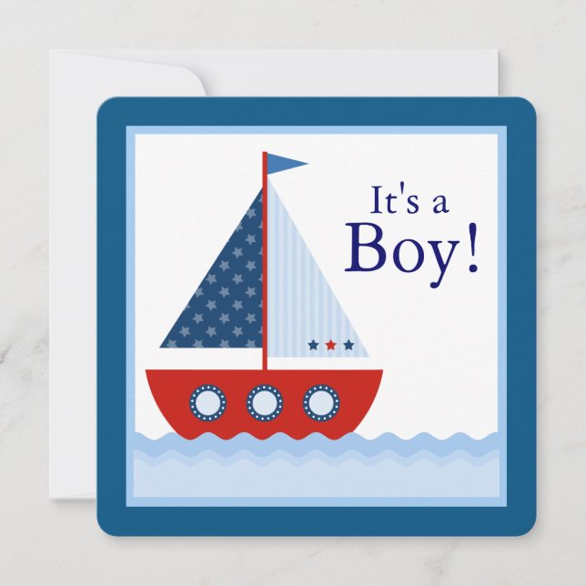 Boys Nautical Sailboat Baby Shower Invitation (Front)