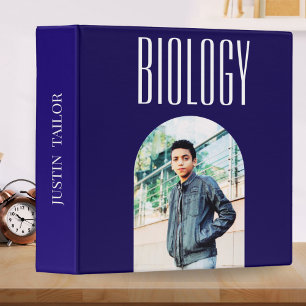 Boys Navy Biology Organizer Photo Name Design 3 Ring Binder