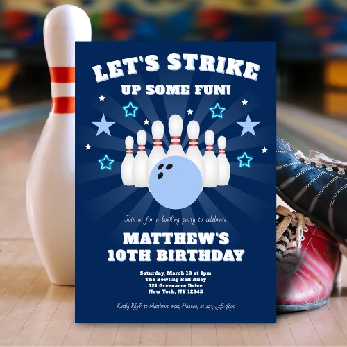 Boy's Navy Blue Bowling Birthday Party