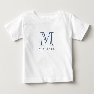 Boy's Navy Blue Initials Name Monogram  Baby T-Shirt