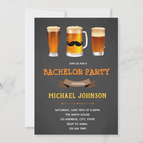 Boys night out bachelor party invitation