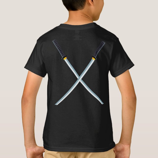 Boys Ninja Sword Cool Disguise Costume Graphic  T-Shirt (Back)