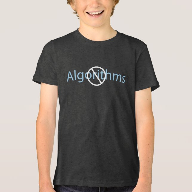 Boys No Algorithms Tri-Blend Shirt (Front)