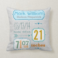 Boy's Nursery Room Baby Stat Arrow Pattern Throw Pillow