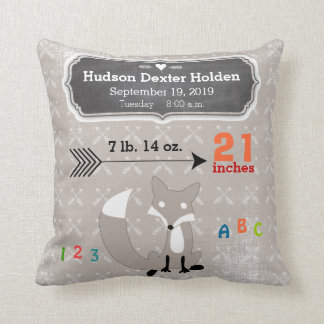 Boy's Nursery Room Baby Stat Fox Arrow Pattern Throw Pillow