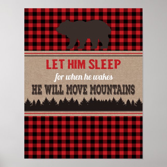 Boys Nursery Wall Art Buffalo Plaid Bear (Front)