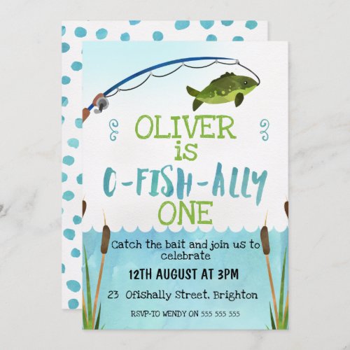 Boys O_Fish_Ally Watercolor Birthday Invitation