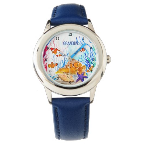 Boys Ocean Fish Cute Modern Blue Kids Watch