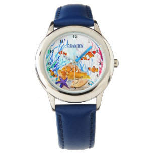 Boys Ocean Fish Cute Modern Blue Kids Watch