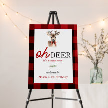 Boy's Oh Deer Christmas Deer Birthday Welcome Sign
