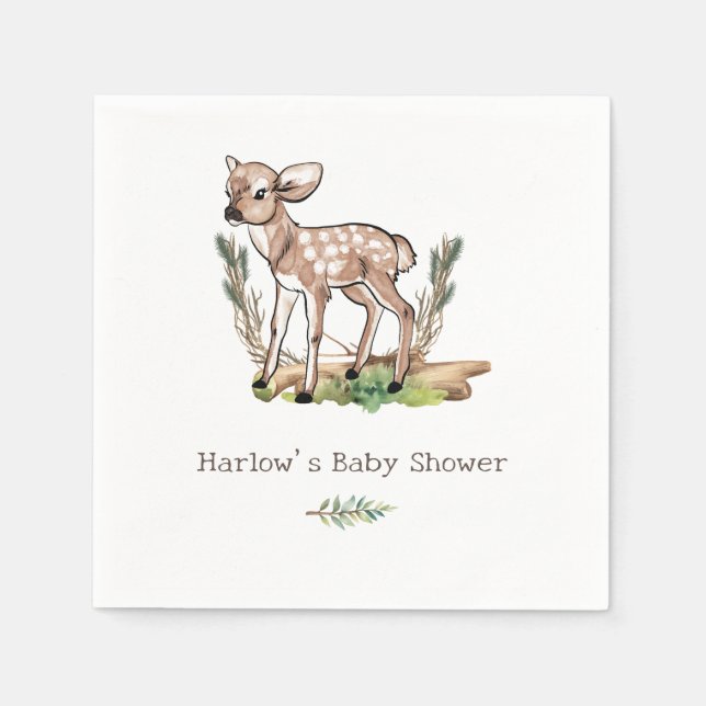 Boy's Oh Deer Woodland Baby Deer Baby Shower Napkins (Front)