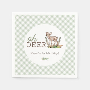 Boy's Oh Deer Woodland Baby Deer Birthday Napkins
