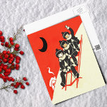 Boys on a Sled Winter Scene Postcard