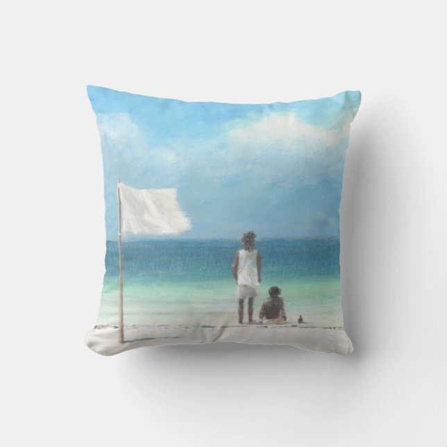 Boys on Beach Kenya Throw Pillow (Front)
