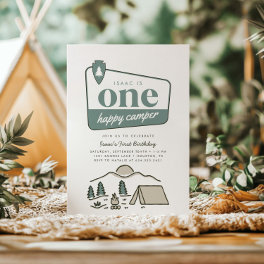 Boy's One Happy Camper Park Explorer 1st Birthday Invitation
