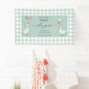 Boy's One Silly Goose 1st Birthday Party Banner
