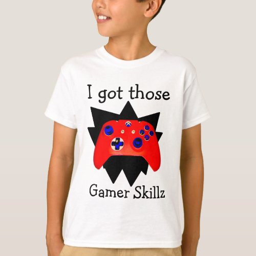 Boys Orange Gamer Skillz T_Shirt