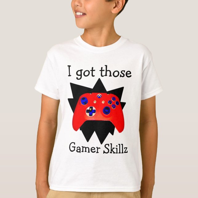 Boys Orange Gamer Skillz T-Shirt (Front)