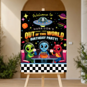 Boys Out Of This World Neon Space Welcome Sign