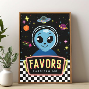 Boys Out Of This World Space Alien Favor Sign