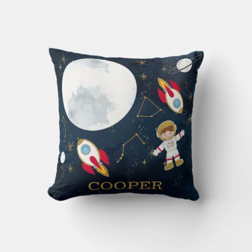 Boys Outer Space Bedroom  Throw Pillow