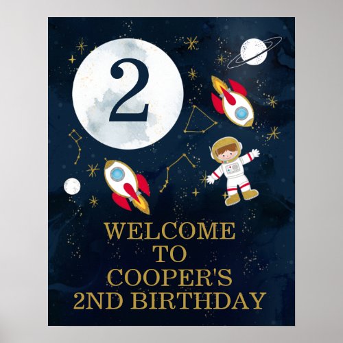 Boys Outer Space Birthday Party Welcome Sign