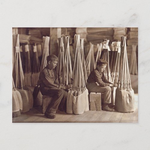 Boys Packing Brooms 1908 Postcard