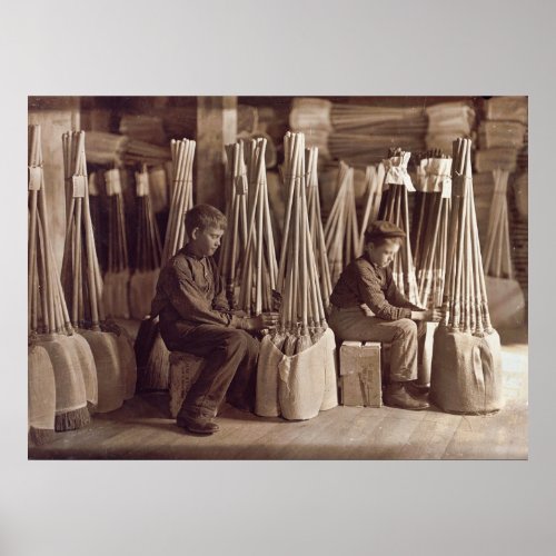 Boys Packing Brooms 1908 Poster