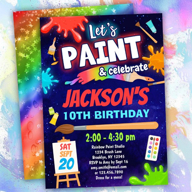 Boys Paint & Celebrate Birthday Party Invitation (Creator Uploaded)