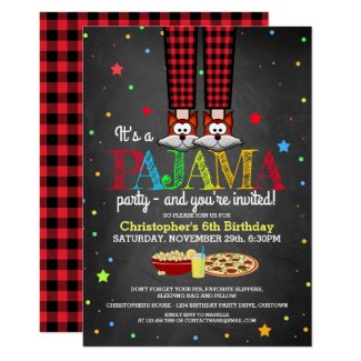 Boy's Pajama Party Birthday Invitations