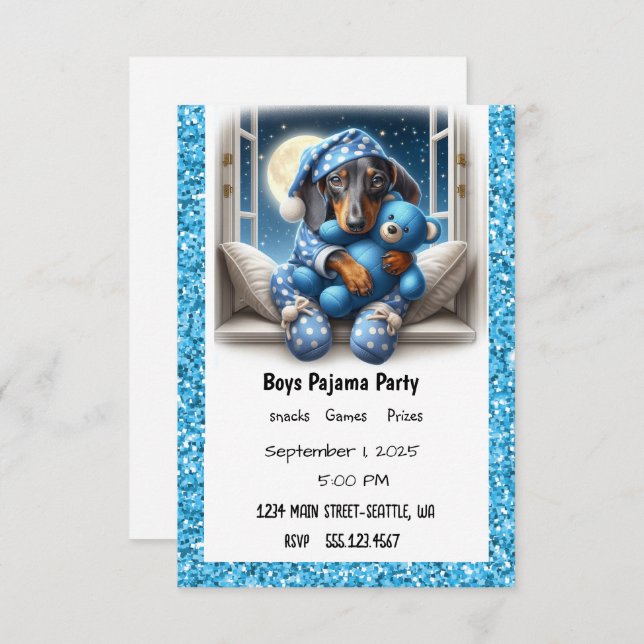 BOYS PAJAMA PARTY INVITATION (Front/Back)