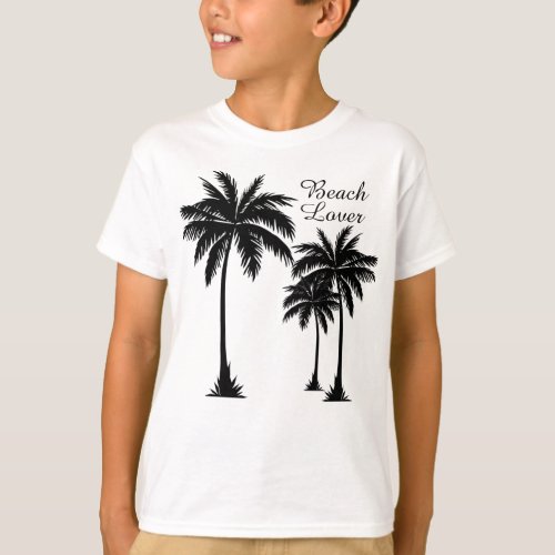 Boys Palm Tree Beach Lover Tropical T_Shirt