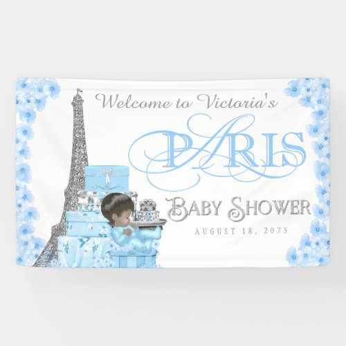 Boys Paris Baby Shower Banner