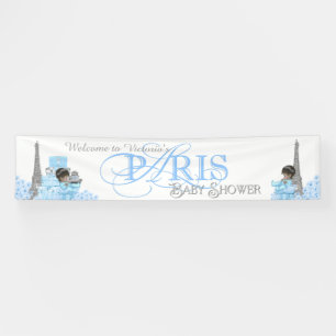 Boys Paris Baby Shower Banner