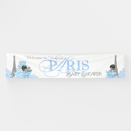 Boys Paris Baby Shower Banner