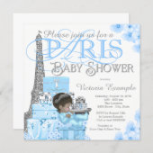Boys Paris Baby Shower Invitations (Front/Back)