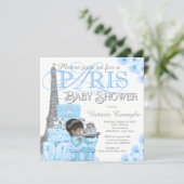 Boys Paris Baby Shower Invitations (Standing Front)