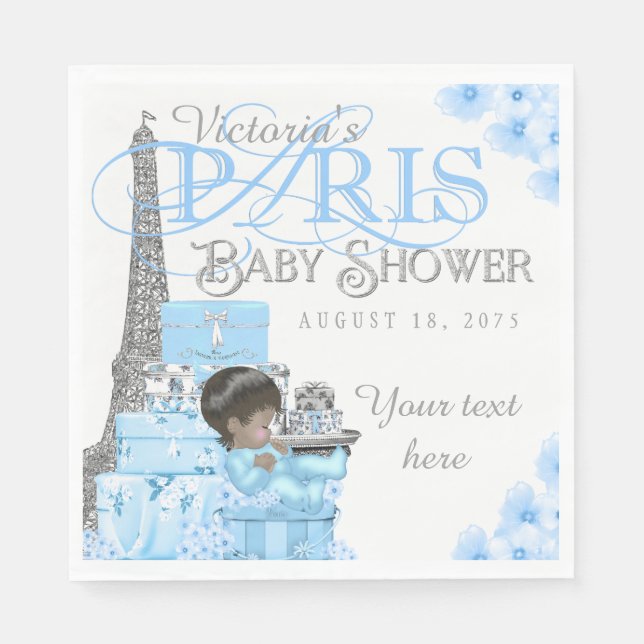 Boys Paris Baby Shower Napkins (Front)