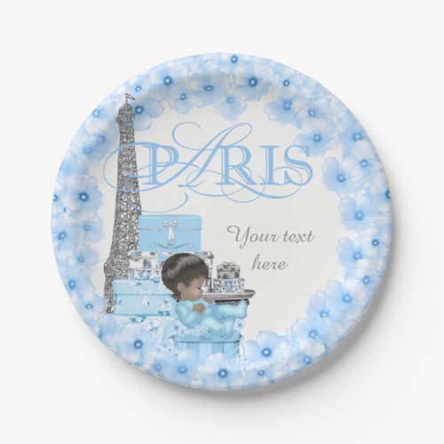 Boys Paris Baby Shower Paper Plates