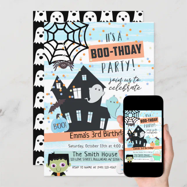 Boys Pastel Halloween Party Birthday Invitation | Zazzle