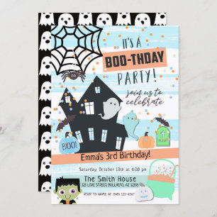 Boys Pastel Halloween Party Birthday Invitation