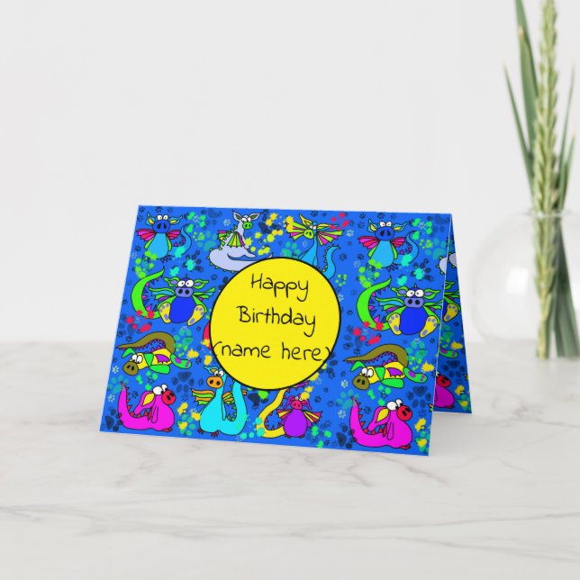 Boys Personalised Dragon Birthday Card (Front)