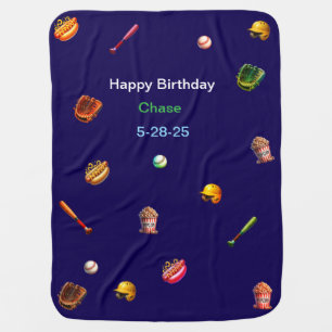Boy's personalized baseball baby blanket