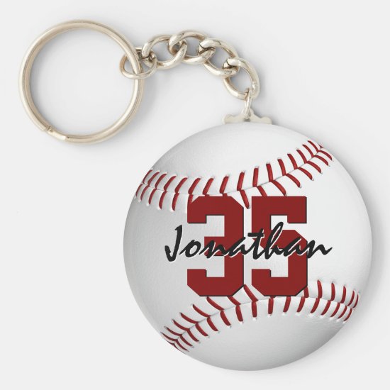 Boy's personalized baseball keychain